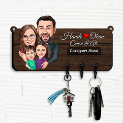  - 2 Çocuğumuz ve Biz Karikatürlü Anahtar Askısı