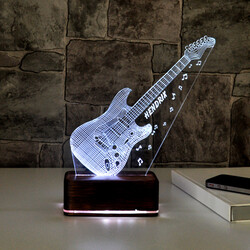  - 3 Boyutlu Gitar Tasarımlı LED Lamba