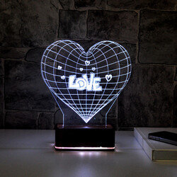  - 3 Boyutlu Love LED Lamba