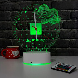 3D Kişiye Özel Romantik LED Lamba Saat - Thumbnail