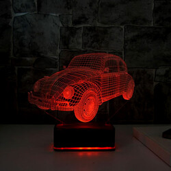 3D Vosvos LED Lamba Ahşap Kaideli - Thumbnail