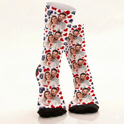  - 5 Fotoğraflı Kişiye Özel Kalpli Çorap