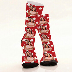  - 5 Fotoğraflı Kişiye Özel Kırmızı Çorap