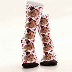  - 5 Fotoğraflı Kişiye Özel Romantik Çorap