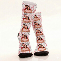  - 5 Fotoğraflı Sevgiliye Hediye Kişiye Özel Çorap