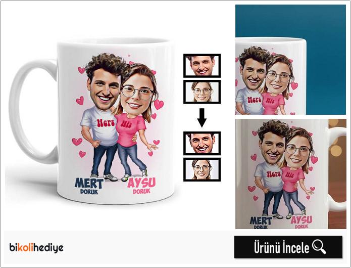 karikatürlü kupa - erkek sevgiliye hediye kutusu