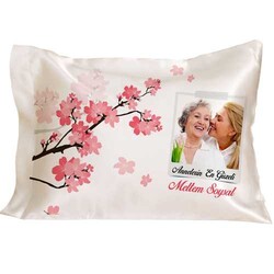  - Annelere Özel Fotoğraflı Çiçek Desenli Yastık