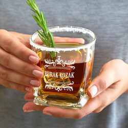 Arkadaşa Hediyelik Premium İsimli Elegan Viski Bardağı - Thumbnail