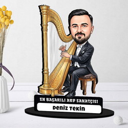  - Arp Sanatçısı Müzisyen Erkek Karikatürlü Biblo