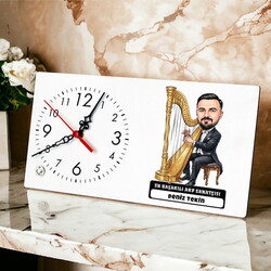  - Arp Sanatçısı Müzisyen Erkek Karikatürlü Masa Saati