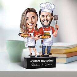 Aşçı Sevgililer Karikatürlü Biblo - Thumbnail