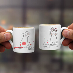  - Aşık Kedicikler İkili Kahve Fincanı
