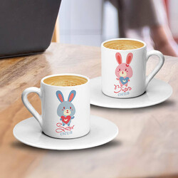 Aşık Tavşanlar İkili Kahve Fincanı - Thumbnail