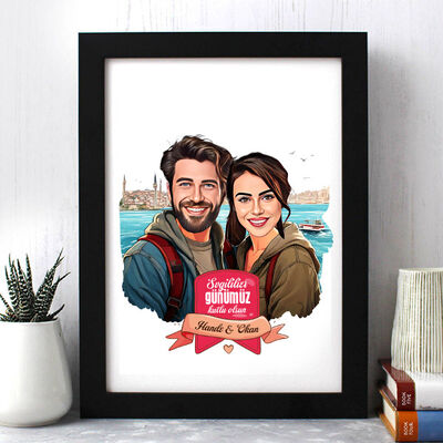  - Aşıklar Şehri İstanbul ve Biz Karikatürlü Çerçeve