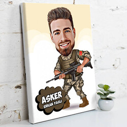  - Asker İçin Karikatürlü Kanvas Tablo