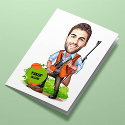 Avcı Erkek Karikatürlü Tebrik Kartı - Thumbnail