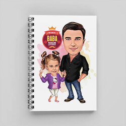  - Babasını Çok Seven Kız Çocuk Karikatürlü Defter