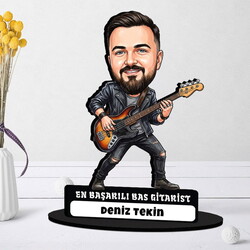  - Bas Gitarist Müzisyen Erkek Karikatürlü Biblo
