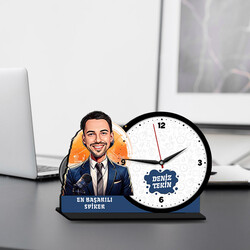  - Başarılı Erkek Sipker Karikatürlü MDF Masa Saati