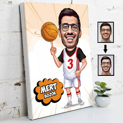  - Basketbol Meraklısı Karikatürlü Kanvas Tablo