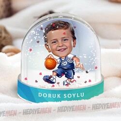 Basketbolcu Çocuk Karikatürlü Kar Küresi - Thumbnail