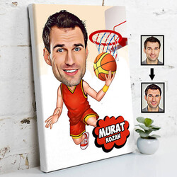  - Basketbolcu Karikatürlü Kanvas Tablo