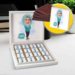  - Başörtülü Güzel Kız Karikatürlü Çikolata Kutusu