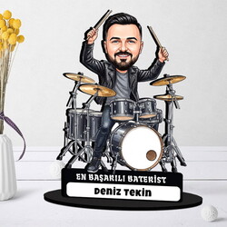  - Baterist Müzisyen Erkek Karikatürlü Biblo