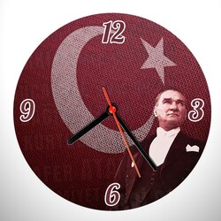 - Bayrak ve Atatürk Resimli Duvar Saati