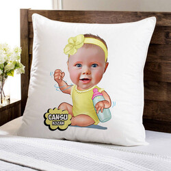  - Biberonlu Bebek Karikatürlü Yastık