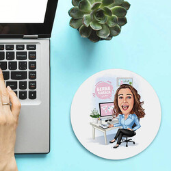  - Bilgisayar Karşısındaki Kadın Karikatürlü Mousepad