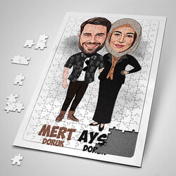  - Bir Ömür Mutlu Olalım Karikatürlü Puzzle