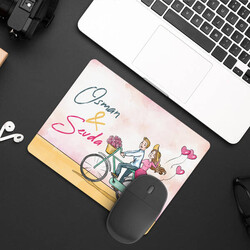 Bisikletli Mutlu Sevgililer Mousepad - Thumbnail