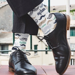  - Bıyık Tasarımlı İsme Özel Erkek Çorabı