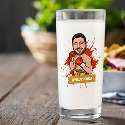 Boksör Karikatürlü İkili Rakı Bardağı - Thumbnail