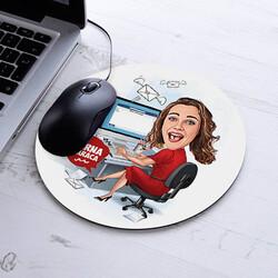  - Çalışan Kadın Tasarımlı Karikatürlü Mousepad