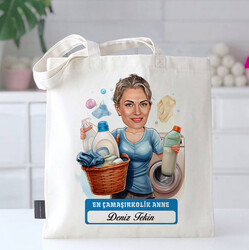  - Çamaşırkolik Anne Karikatürlü Bez Çanta
