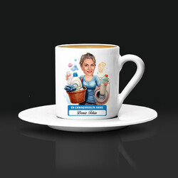 Çamaşırkolik Anne Karikatürlü Kahve Fincanı - Thumbnail
