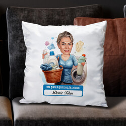  - Çamaşırkolik Anne Karikatürlü Yastık
