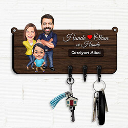 - Canım Ailem Karikatürlü Anahtar Askısı