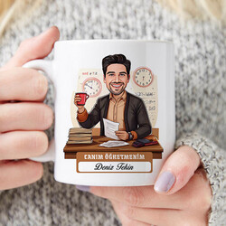  - Canım Öğretmenim Mesajlı Erkek Karikatürlü Bardak