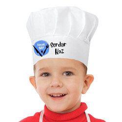 Çatal Bıçak Tasarımlı Şapkalı Çocuk Mutfak Önlüğü - Thumbnail