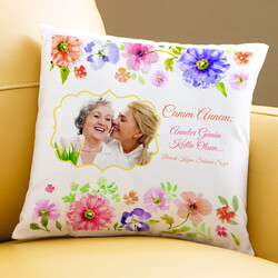  - Çiçek Annelere Özel Fotoğraflı Yastık