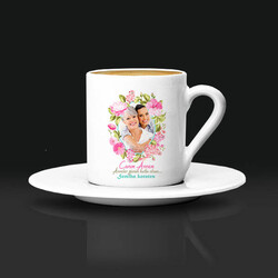  - Çiçek Desenli Fotoğraflı Kahve Fincanı