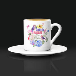 Çiçek Halam İsimli ve Mesajlı Kahve Fincanı - Thumbnail