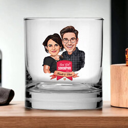 Çiftlere Özel Karikatürlü Viski Kadehi - Thumbnail