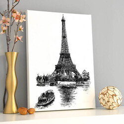  - Çizim Eiffel Kulesi Sanatsal Kanvas Tablo