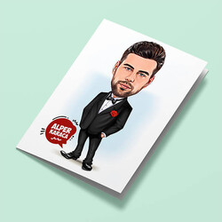 Damat Karikatürlü Tebrik Kartı - Thumbnail