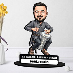  - Darbuka Ustası Müzisyen Erkek Karikatürlü Biblo