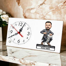  - Darbuka Ustası Müzisyen Erkek Karikatürlü Masa Saati